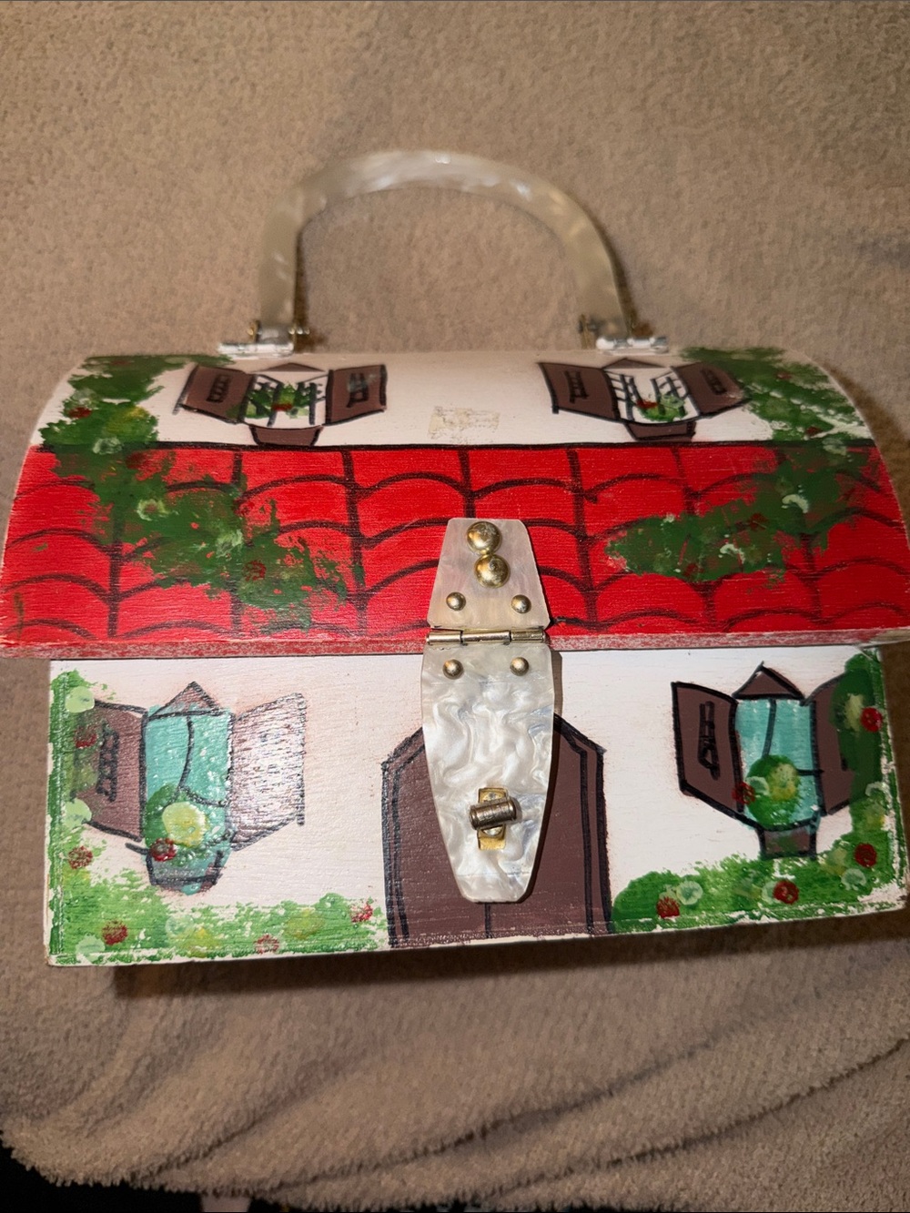 Hand-Painted Mini Women’s Bag in Red & White